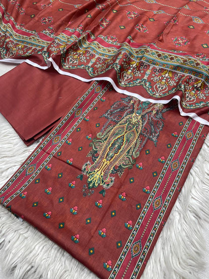 2Pc Lawn Kameez & Dupatta Suit 0142