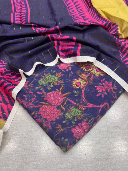 3Pc Bana Dora Lawn Unstitched Suit 14