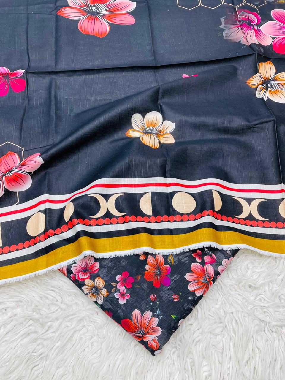 3PC Slub Khaddar Allover Suit Vol-0091