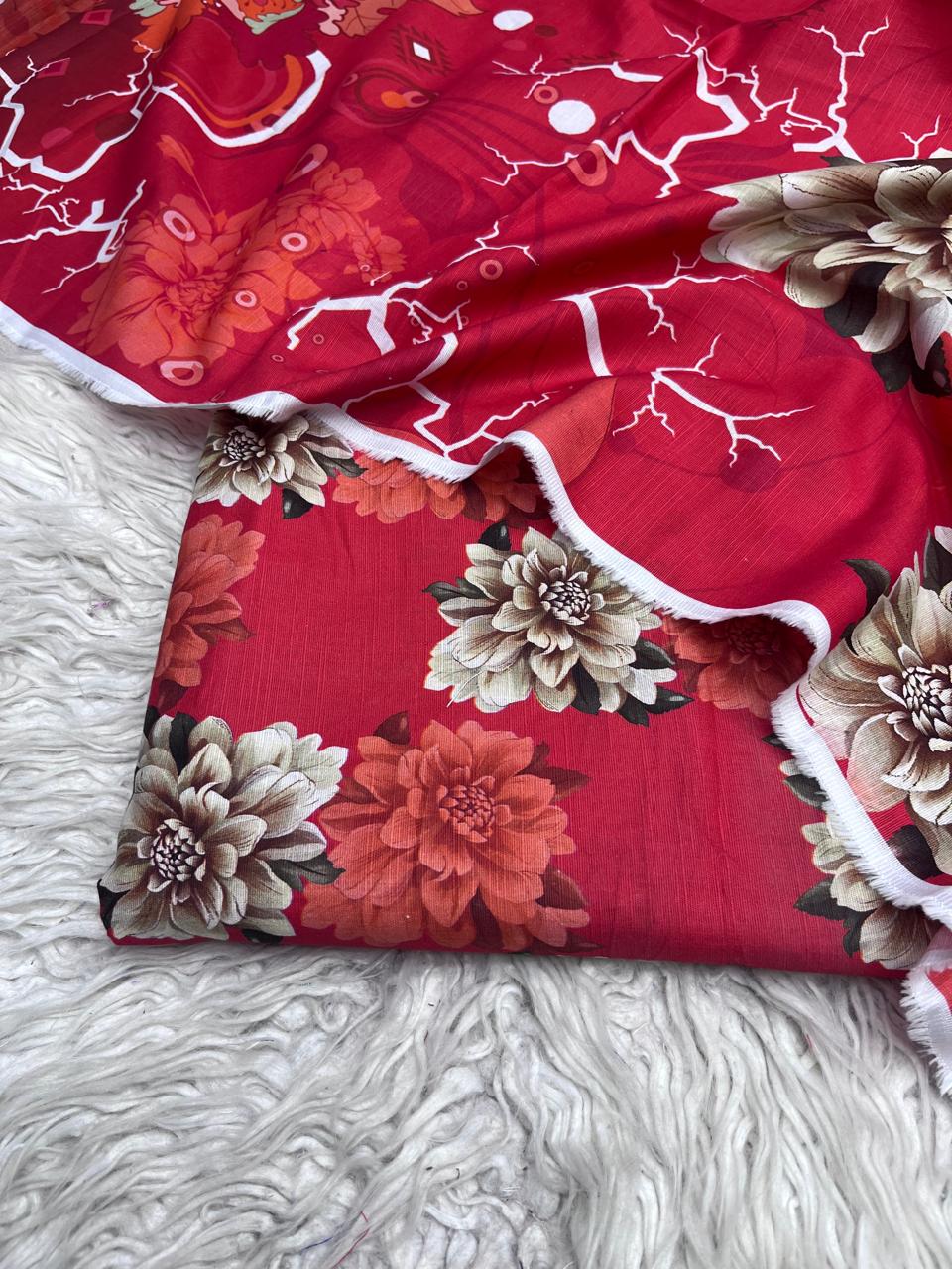 3Pc Slub Khaddar Unstitched Suit Vol-458