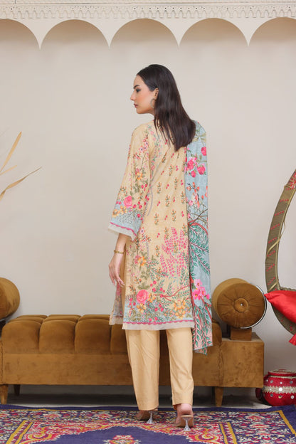 3 Peice Lawn Unstitched Suit -  D (05)