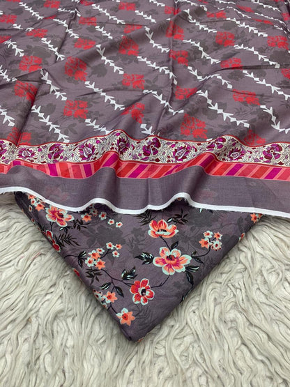 3Pc Lawn Allover Digital Printed Unstitched Suit Vol-0050