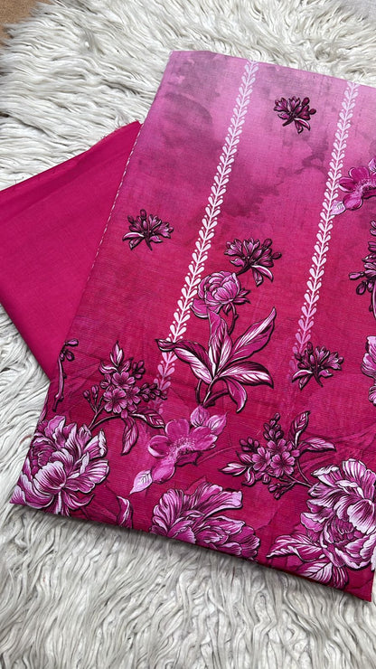 2pc Chamki Lawn Bana Dora Kameez & Dyed Trouser Suit Vol-530