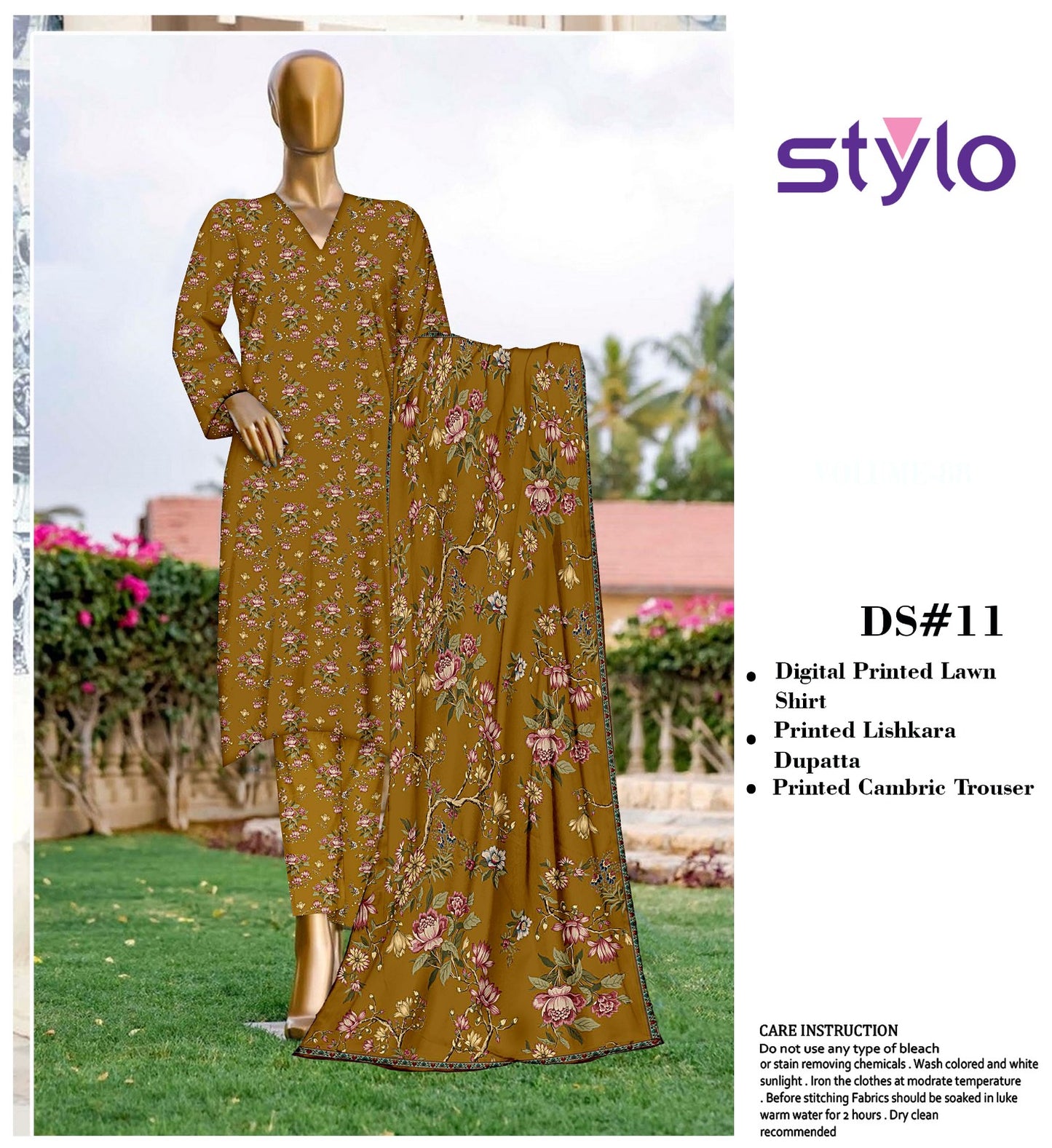 3Pc Stylo Lawn Allover Prints #36996