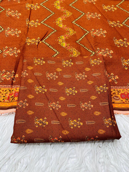 2 PC Dhanak Printed Kameez & Dupatta Unstitched Suit D#34761