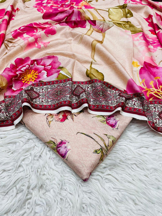 3Pc Linen Allover Unstitched Suit - 0099