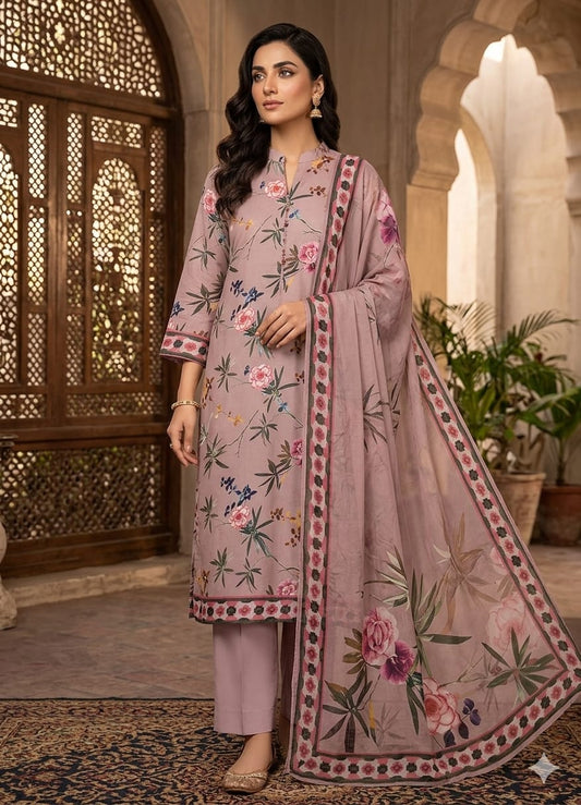 90x88 3Pc Premium Lawn Suit Vol-0020