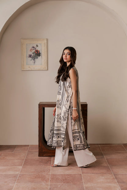 3Pc Firdous Cambric Printed Suit - D744