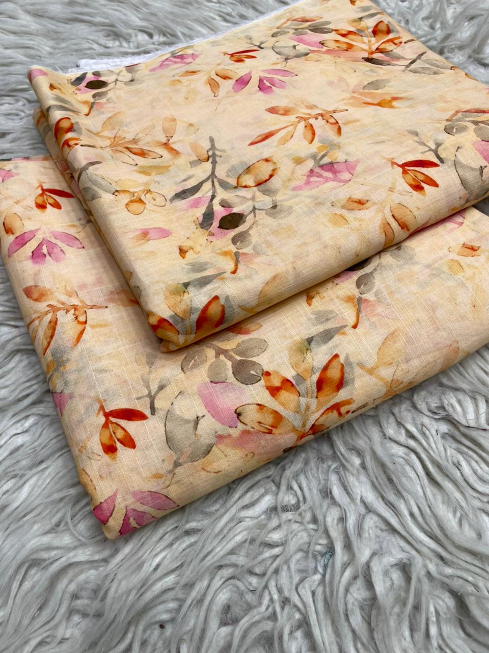 2Pc Supima Cross Slub Lawn Suit  Vol-25