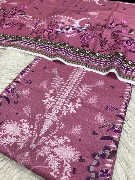 2Pc Cross Slub Lawn Kameez & Duppata Suit  Vol-3201