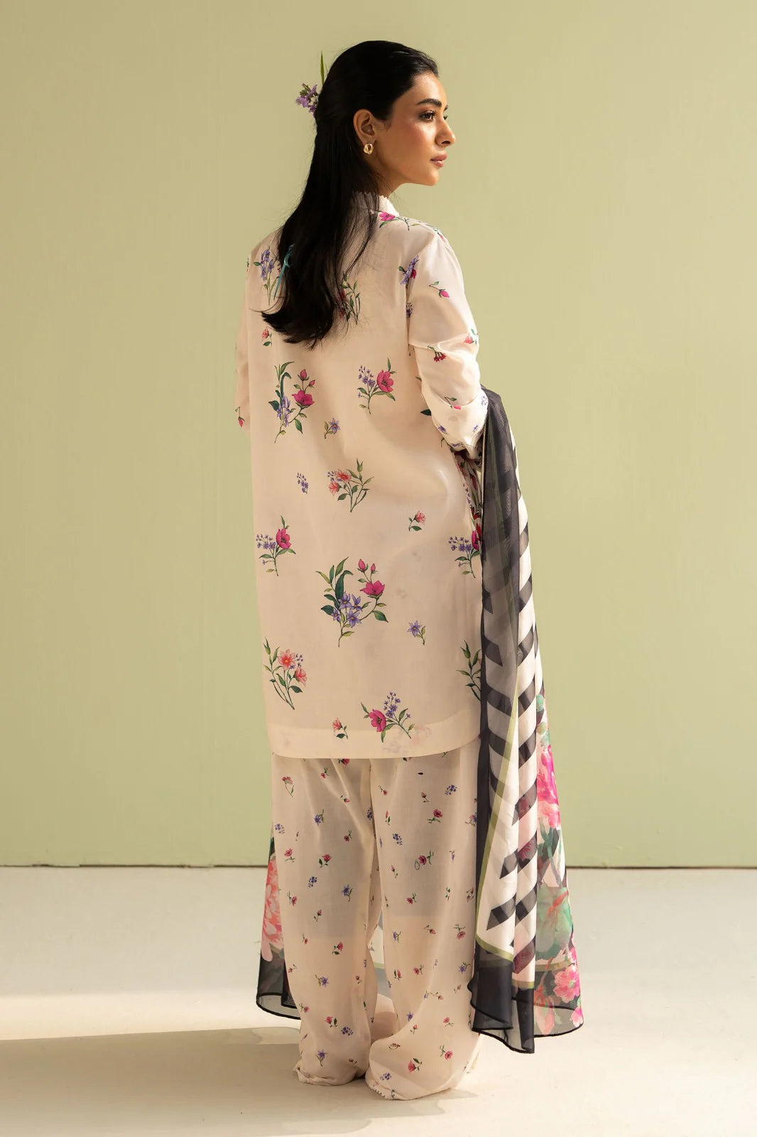 2Pc Kameez & Trouser - Ivory - D-1432
