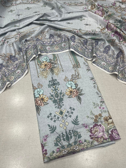 2Pc Dhanak Kameez & Dupatta Unstitched Suit 74