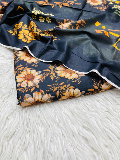 3 PC Linen Allover Unstitched Suit Vol-408