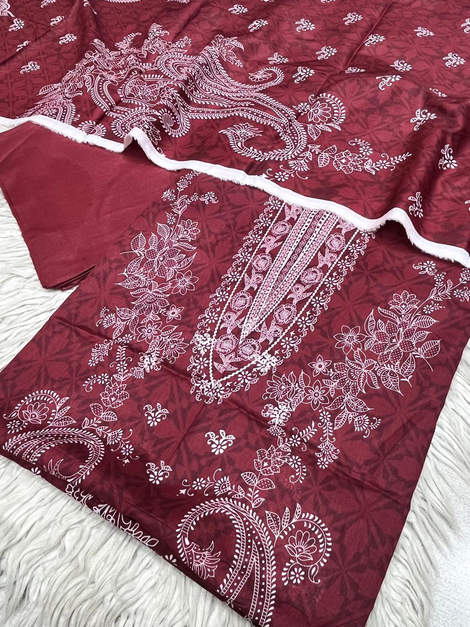 3Pc Supima Lawn Suit Vol-0011