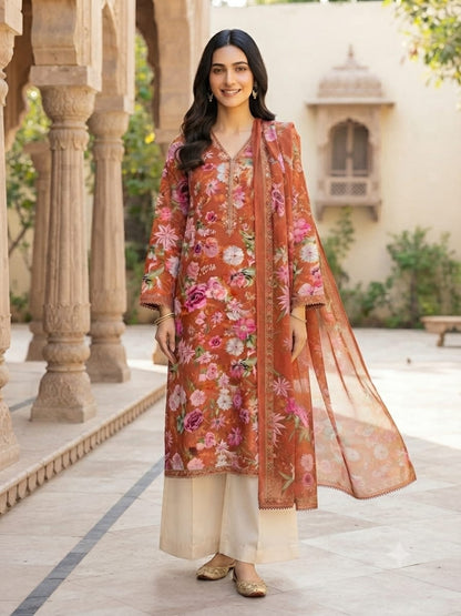 90x88 3Pc Premium Lawn Suit 0020