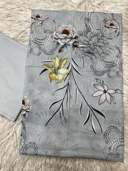 2pc Lawn Kameez & Dyed Trouser Suit Vol-998