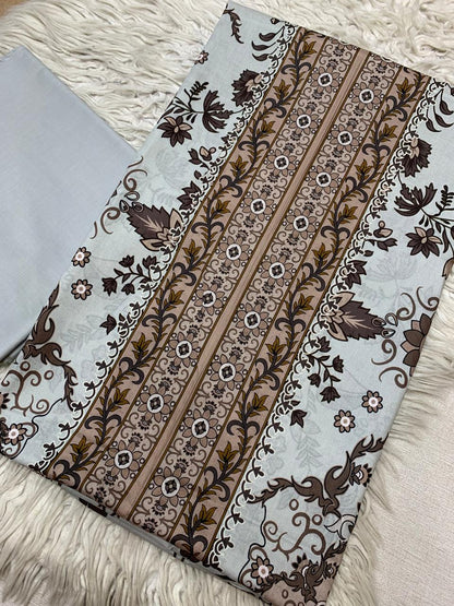 2Pc Executive Lawn Kameez & Dyed Trouser Unstitched Suit Vol-05
