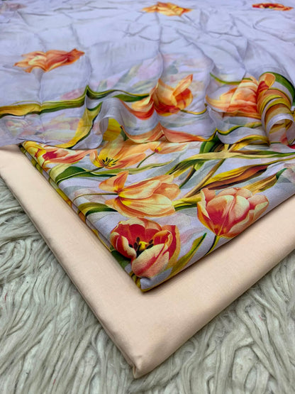 90x88 3Pc Premium Lawn Suit Vol-0020
