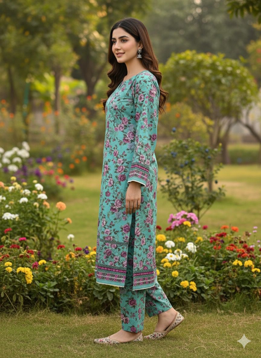 2 PC Cotton Allover Unstitched Suit Vol-1939