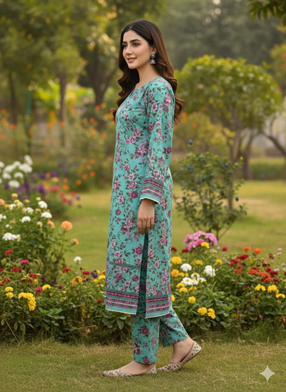 2 PC Cotton Allover Unstitched Suit Vol-1939