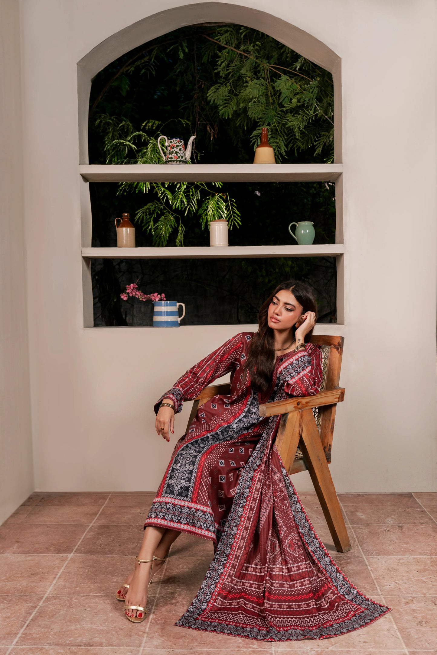 3Pc Firdous Cambric Printed Suit - D741