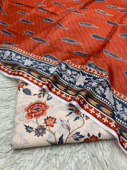 3Pc Supima Cross Slub Lawn Allover Suit Vol-36