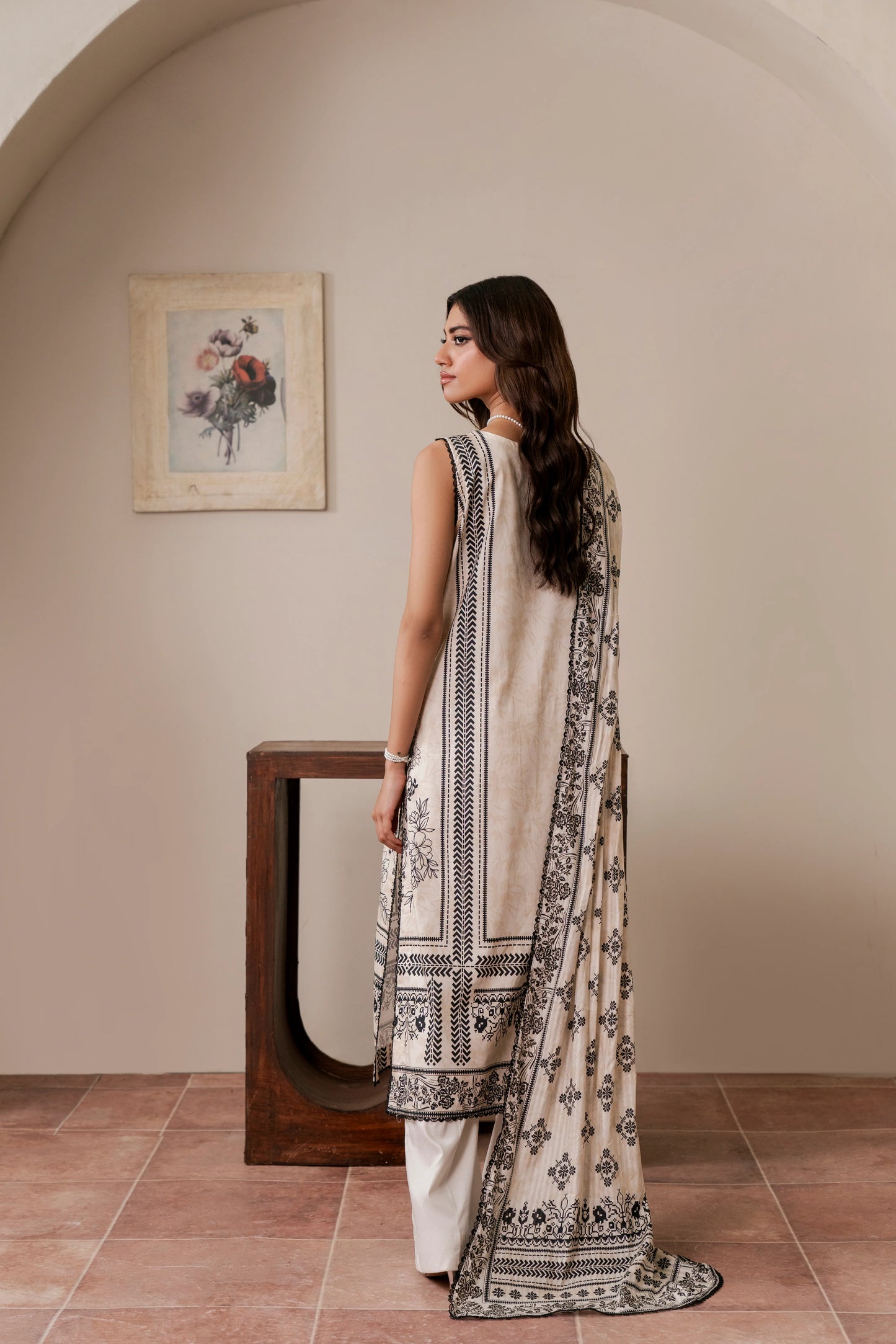 3Pc Firdous Cambric Printed Suit - D744