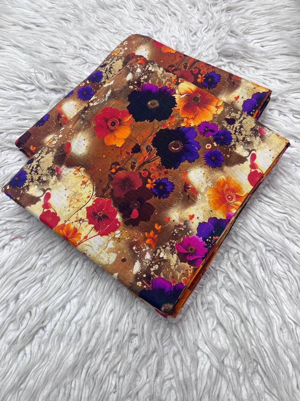 2Pc Bana Dora Linen Allover Suit Vol-6181