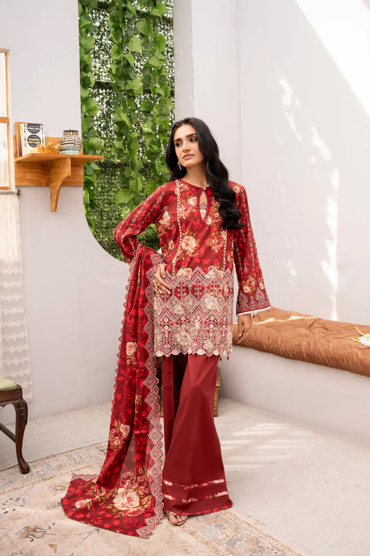 Firdous - Embroidered - Printed - Lawn - 3pc - D771