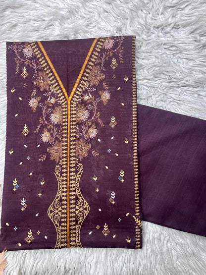 2Pc Lawn Kameez & Dyed Trouser Unstitched Suit Vol-35