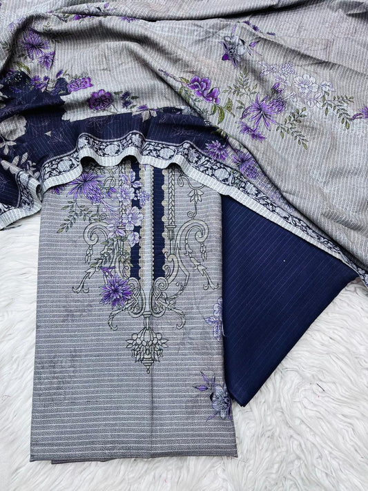 3Pc BanaDora Dhanak Unstitched Suit vol- 0113