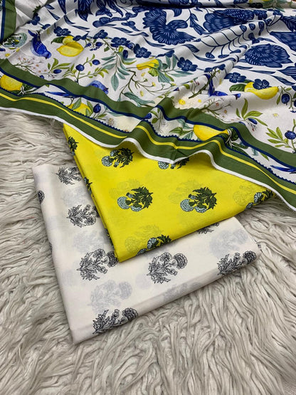 3 Peice Supima Lawn Suit Vol-698