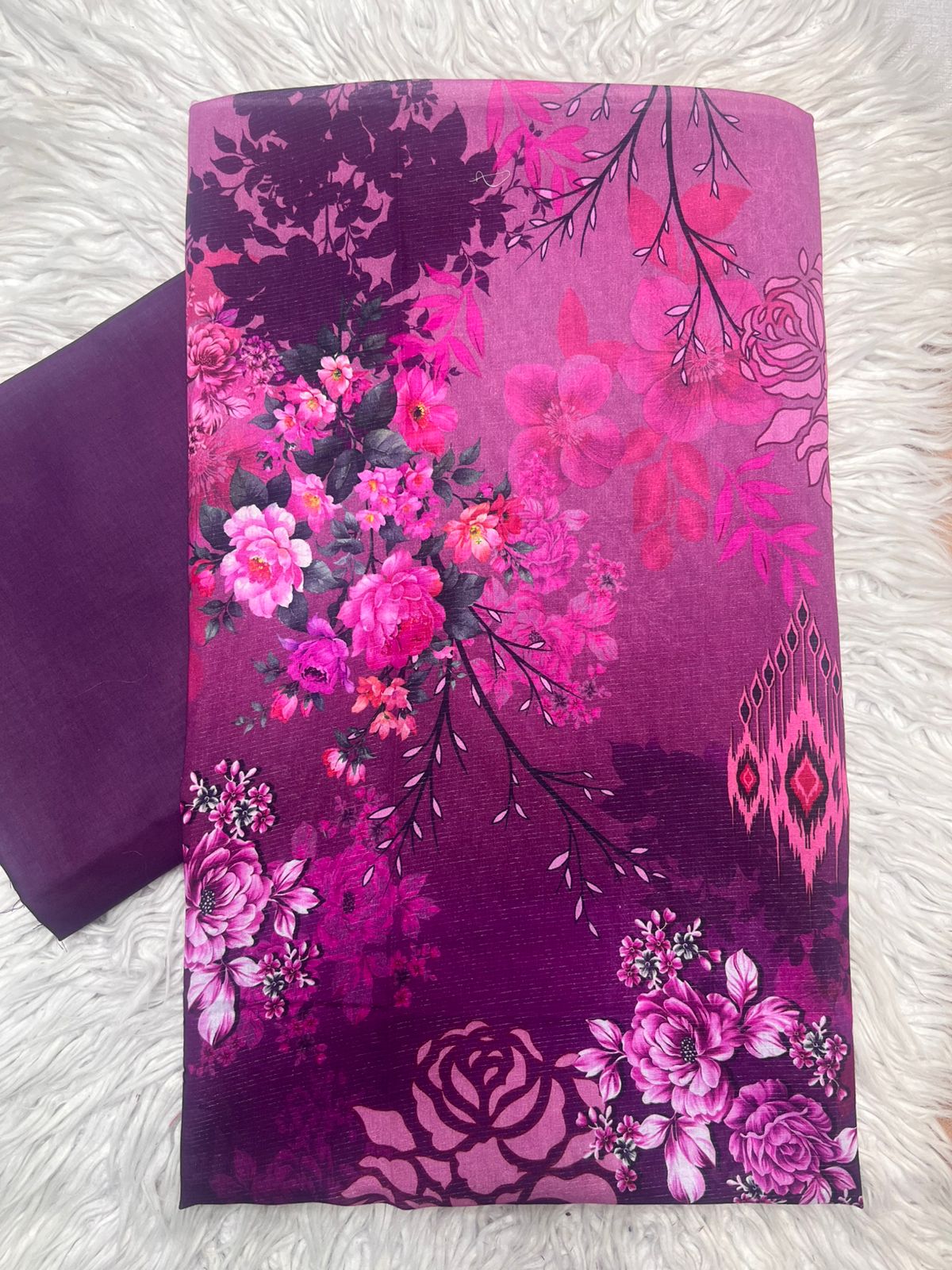 2pc Chamki Lawn Kameez & Dyed Trouser Suit Vol-944