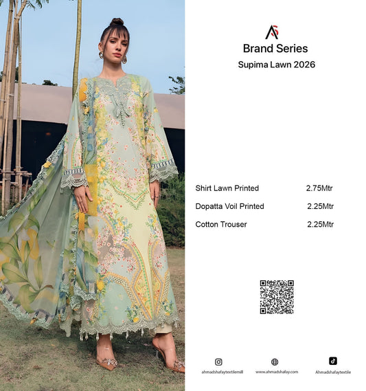 Supima Lawn 3Pc Unstitched Suit Vol-02