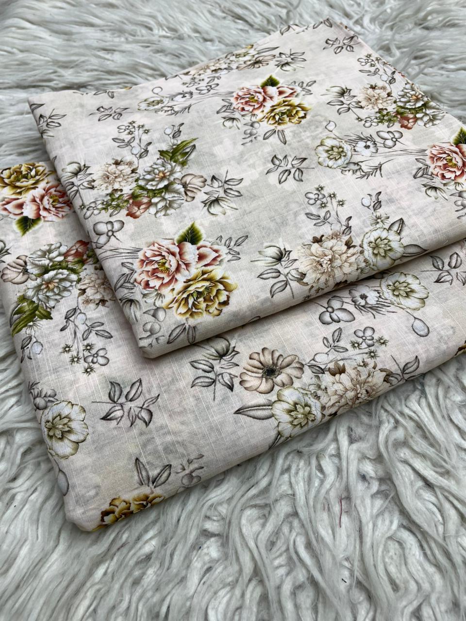 2Pc Supima Cross Slub Lawn Suit  Vol-25