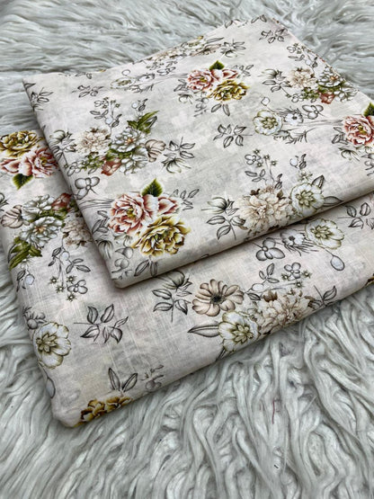 2Pc Supima Cross Slub Lawn Suit  Vol-25