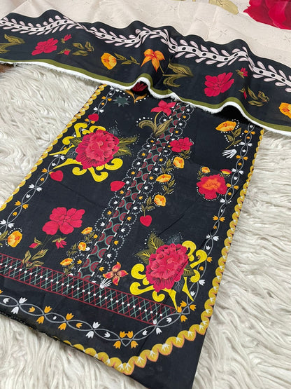 2Pc Bin Saeed Lawn Kameez & Dupatta Suit 3230