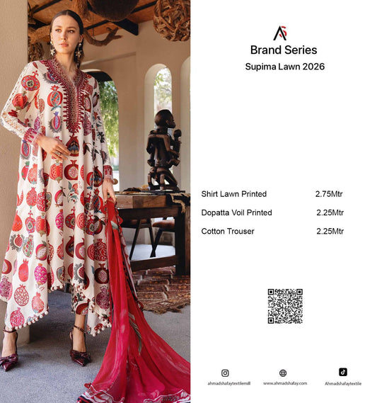Supima Lawn 3Pc Unstitched Suit Vol-02