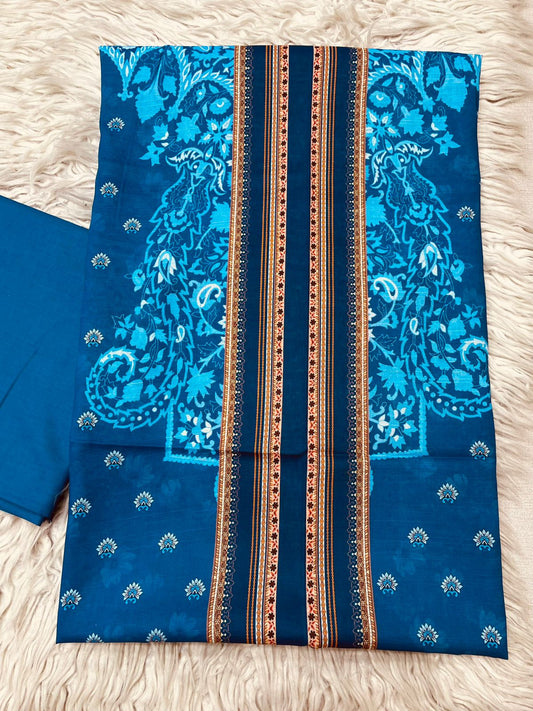 2Pc Bin Noor Fab Slub Doria Lawn Kameez & Dyed Trouser Suit Vol-47