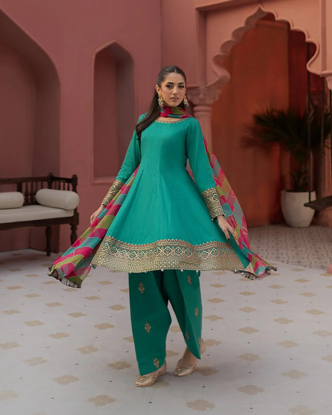 3Piece Embroidered Ricamo Dress