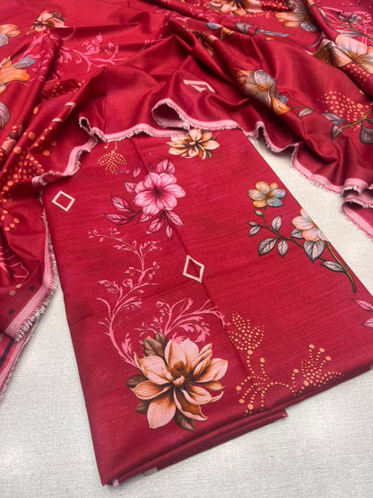2Pc Slub Dhanak Kameez & Dupatta Unstitched Suit 76