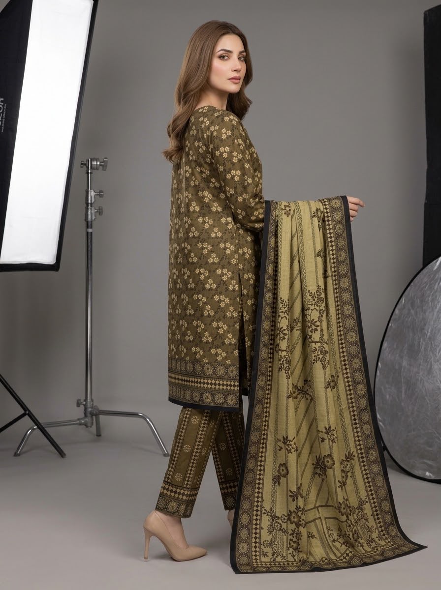 3Pc Sapphire Dhanak Unstitched Suit 0157