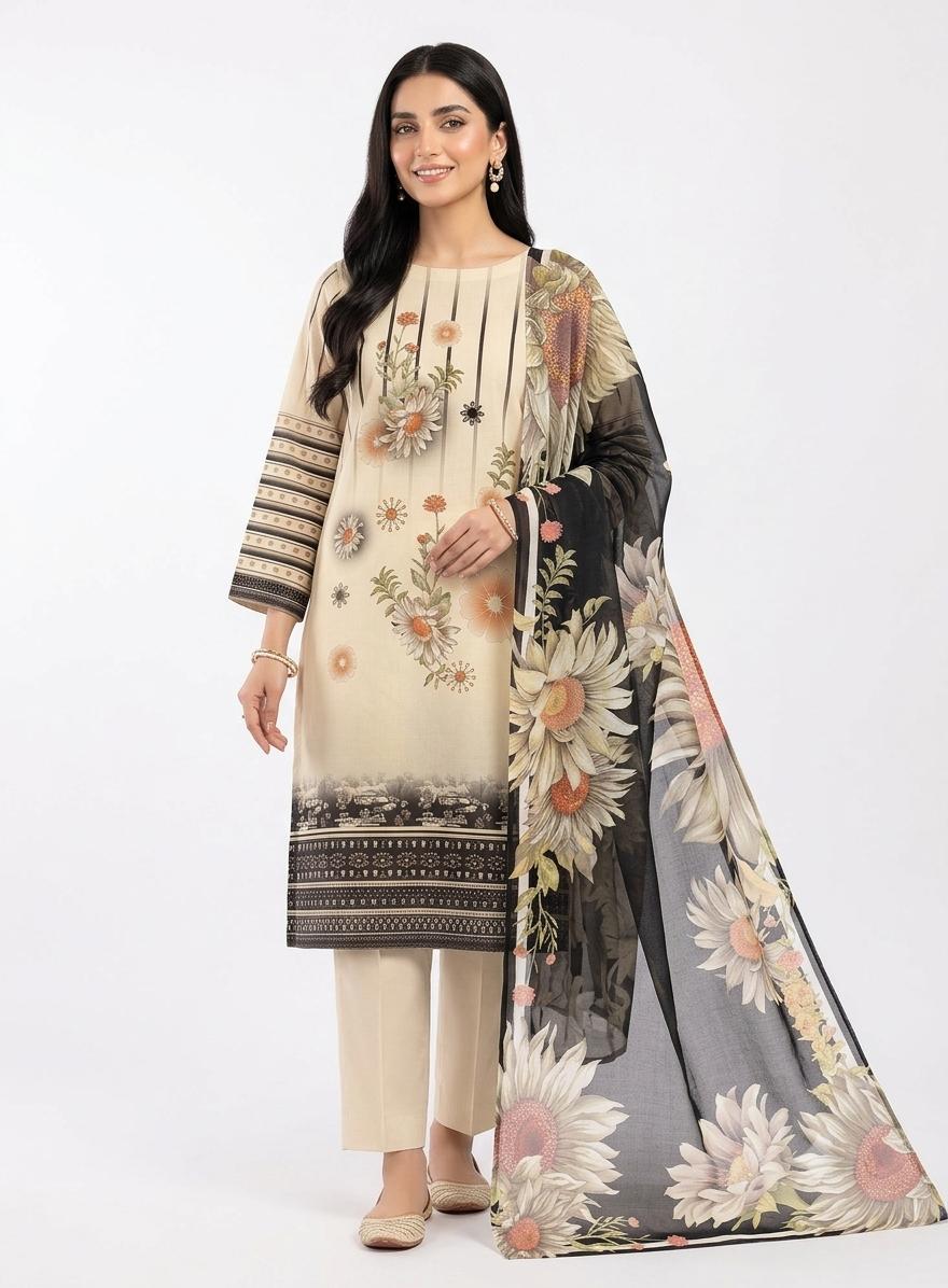 3Pc Lawn Digital Printed Unstitched Suit 374