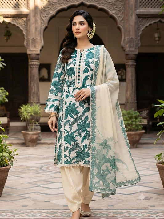 90x88 3Pc Premium Lawn Suit 0020