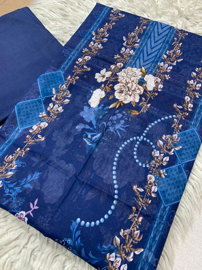 2Pc Bin Noor Fab Lawn Kameez & Dyed Trouser Suit Vol-41
