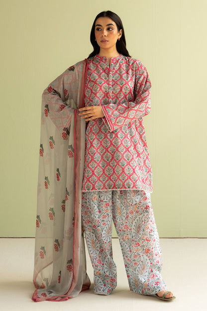 3Pc Supima Lawn Unstitched Suit 1432