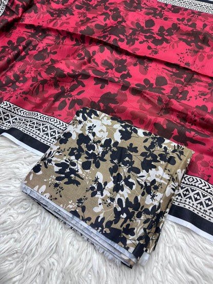 3Pc Slub Khaddar Unstitched Suit - 417