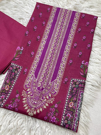 2Pc Bin Noor Fab Lawn Kameez & Dyed Trouser Suit Vol-46
