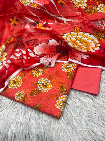 3Pc Lawn Digital Printed Unstitched Suit 15