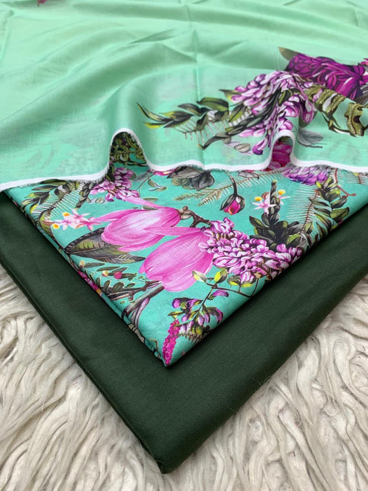 90x88 3Pc Premium Lawn Suit Vol-0020